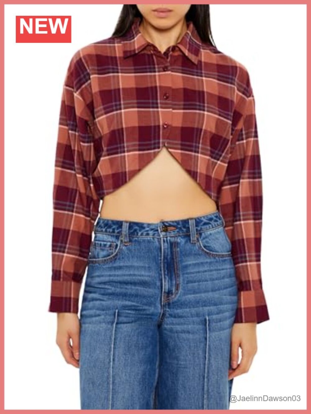 Forever 21 Plaid Flannel Cropped Button-Down Shirt